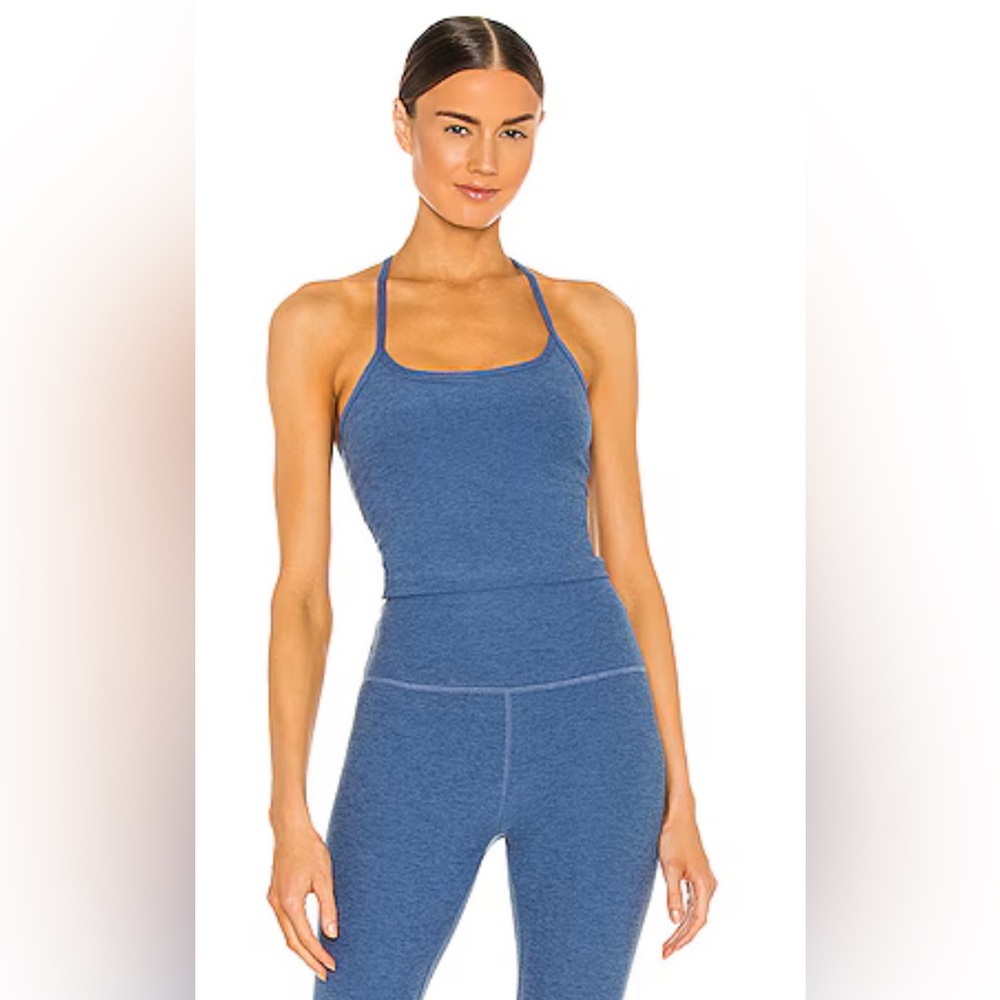 NWT Beyond Yoga Set Washed Denim Set: Slim Racerback Tank + Midi Leggings - Picture 6 of 11